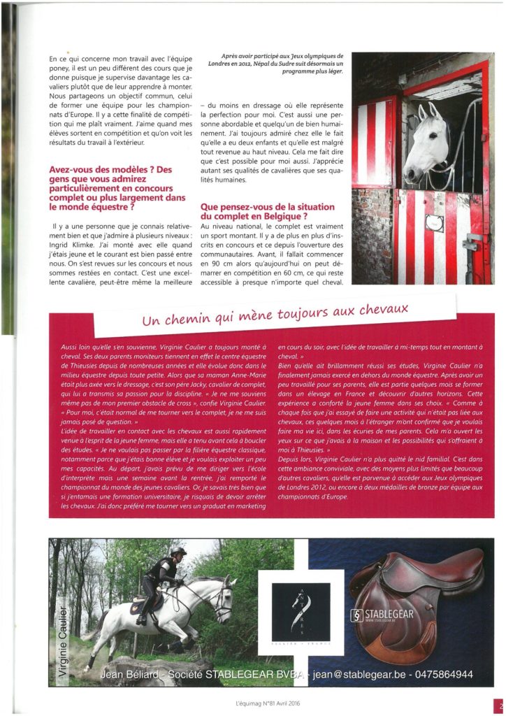 L'Equimag article Virginie Caulier