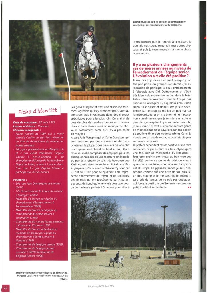 L'Equimag article Virginie Caulier
