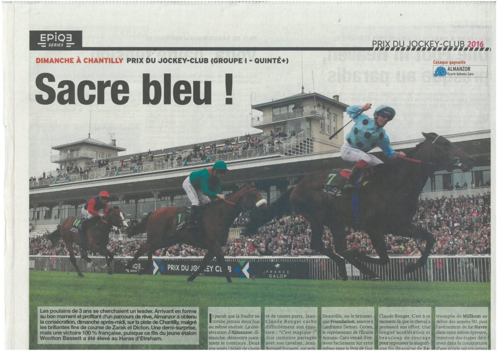 Article journal Prix du jockey à Chantilly