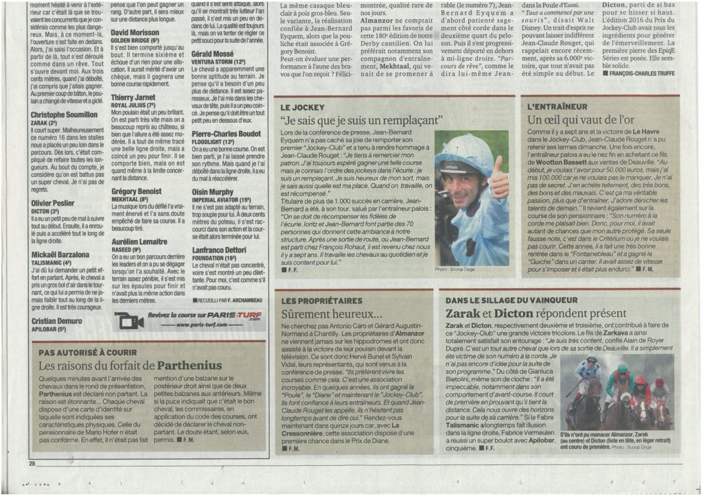 Article sur un Jockey