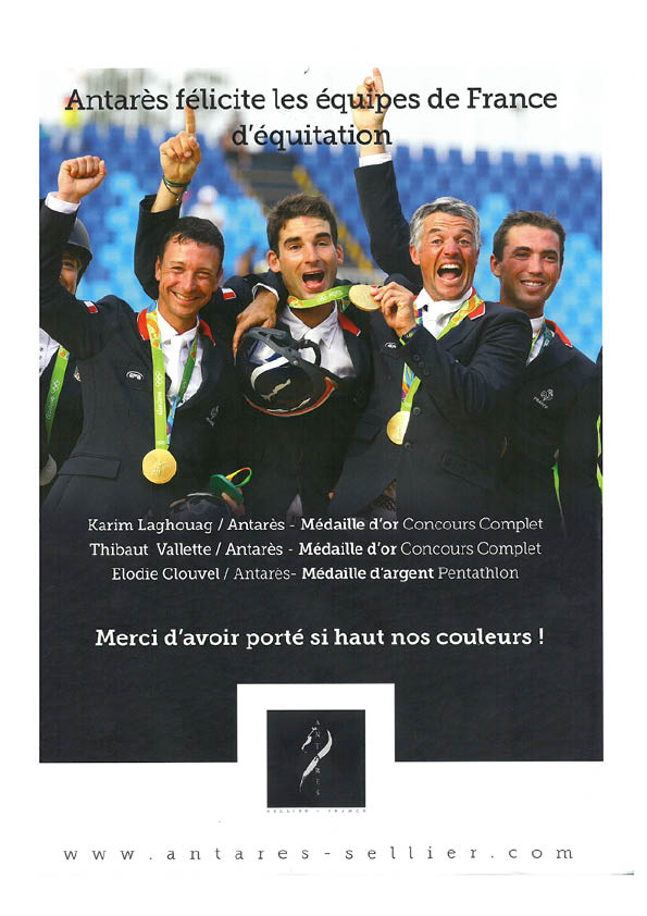 Antarès félicite les équipes de France d'équitation pour JO 2016