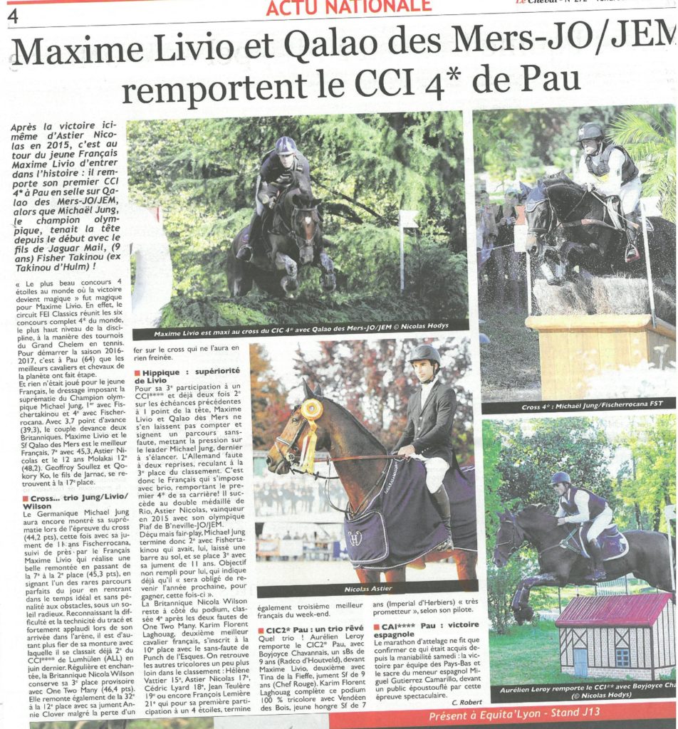 Article de journal sur Maxime LIVIO