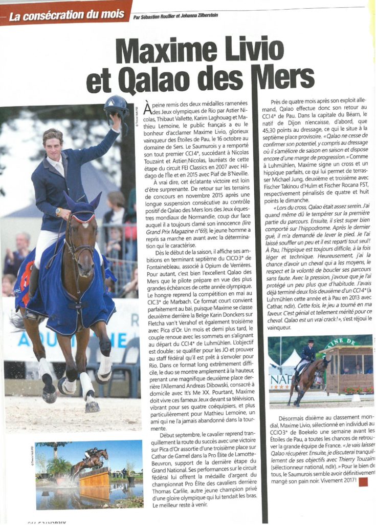 Article de journal sur Maxime LIVIO