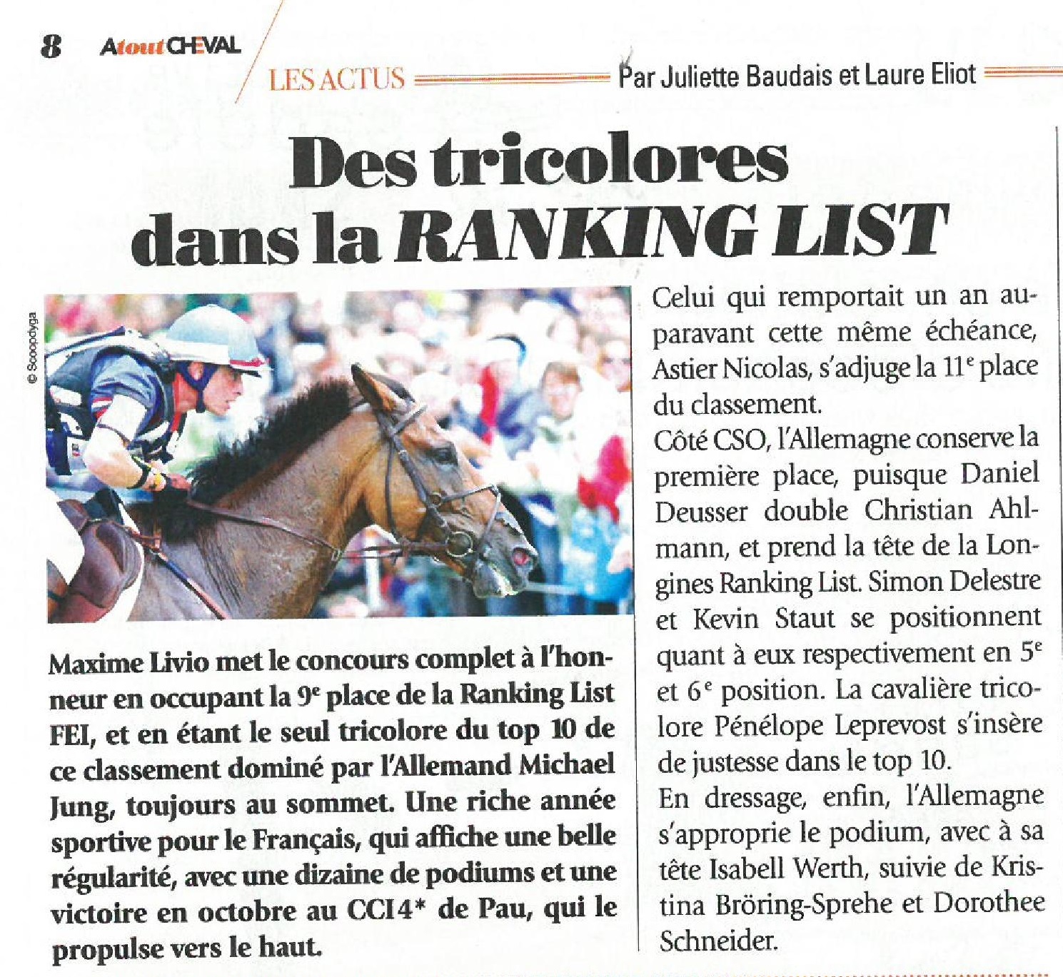 Article de journal Atout Cheval Maxime LIVIO