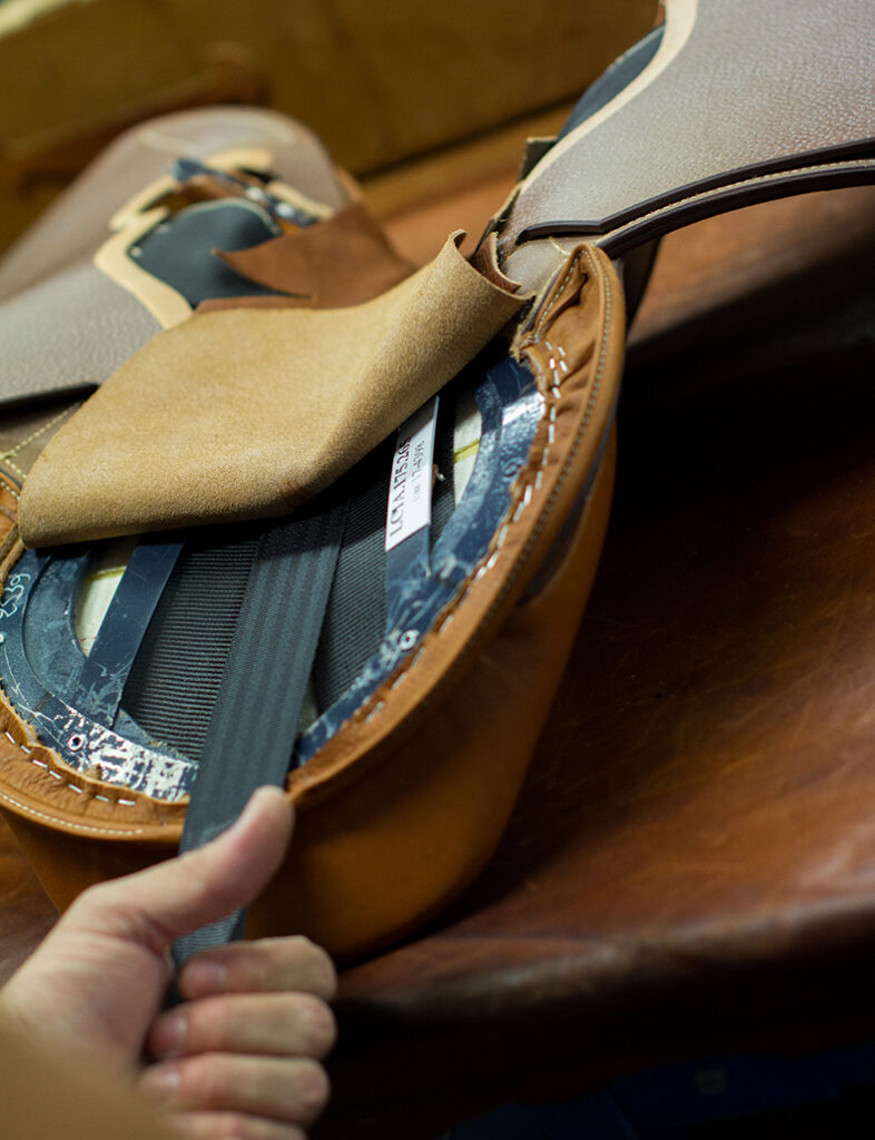 All parts of the riding saddle are assembled together.