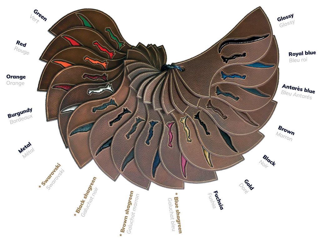 éventail logo cuir couleur + légende